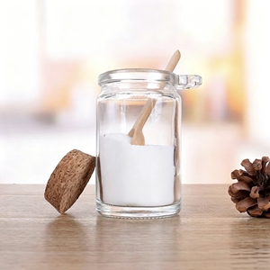 Nouveauté : Pot en verre rond de 100 ml et 250 ml pour <span class=keywords><strong>sel</strong></span> de bain, avec cuillère et couvercle en liège, idéal pour les cosmétiques - Product Image 5