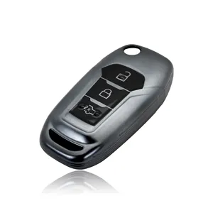 Flip Car Key Case Folding Cover TPU Matte Metal Grey Key Shell Fob Protection Cover Suitable for Ford Edge Mondeo Escort