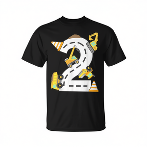 Camiseta de cumpleaños 2nd Construction para niños de 2 años con diseño de excavadora - Product Image 2