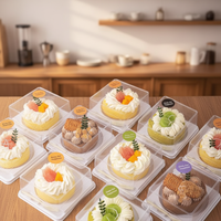 Boîte à dessert transparente de 4 pouces, emballage en plastique transparent, petit contenant pour gâteau roulé, lasagne, mousse