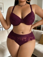 Lingerie grande taille en gros, ensemble soutien-gorge et sous-vêtements pour femmes grandes tailles, lingerie rouge sexy, lingerie noire et rouge pour femmes rondes