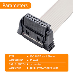 Cavo Piatto a Nastro Grigio SDC 16P con Connettori <span class=keywords><strong>2</strong></span>*8P Passo 1.27mm, Cablaggio di Estensione per Apparecchiature Elettroniche - Product Image 3