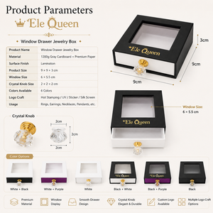 Wholesale Hotsale Eco-friendly Recyclable Paper Window Drawer Jewelry <b>Box</b> Blank For Custom Hot Stamp Logo Bulk Stock - Product Image 2