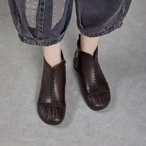 Nouvelles Bottes-Chaussons Légères pour Femmes Automne/Hiver 2025 – Style Marche, Chaussures en Cuir à Talon Carré, Fermeture Éclair Latérale, Semelle Extérieure en Caoutchouc - Product Image 5