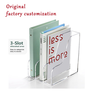 Porte-documents A4 en acrylique transparent à 3 compartiments, organiseur de magazines vertical, support de rangement de documents de bureau