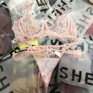 Set di Lingerie Sexy con <span class=keywords><strong>Reggiseno</strong></span> e Mutandine in Pizzo Floreale Trasparente, Taglie Grandi, con Farfalla - Product Image 5