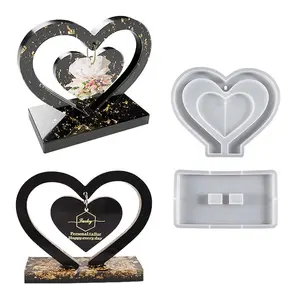 CARATTE Love Heart Silicone Mold for Photo Frame Epoxy Resin Silicone Picture Frame Mould for Home Decoration