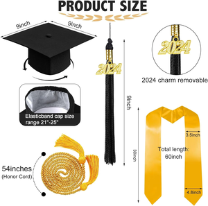 Bán buôn Đen Học cử nhân tốt nghiệp Gown và cap với stole - Product Image 4