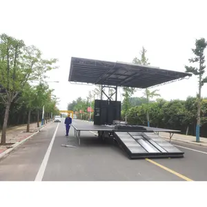 Akış sahne kamyonu mobil sahne römork kullanılan taşınabilir mobil römork aşamaları hidrolik sistem satılık