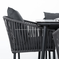 Joye Leisure ODM Bahçe Mobilyaları Açık Hava Halat Yemek Seti Modern Veranda Restoran Alu Yemek Masası ve Sandalyeleri
