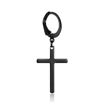 Boucles d'oreilles pendantes tendance en acier inoxydable, motif croix, argent, noir, or, bijoux d'oreille unisexe, vente en gros