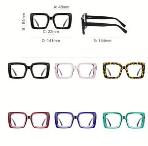 Gafas Ópticas de Moda 2025 al por Mayor, Monturas TR90 con Bisagras de Resorte, Montura Cuadrada Grande, Gafas Anti Luz Azul para Mujer - Product Image 4
