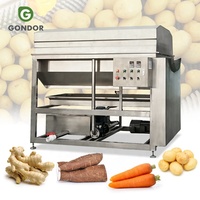 Cassave schil- en reinigingsmachine met borstelrol