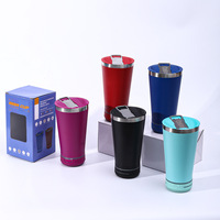 Tasse isotherme Bluetooth transfrontalière en acier inoxydable 304 de 16 oz avec ouvre-bouteille intégré pour bière et isolation thermique, idéale pour la voiture