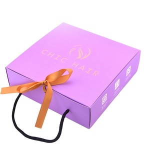 Factory Directly Low Price OEM Custom Logo Full Print Hair Bundles Extension Packaging Boxes with Ribbon hair wig packaging box