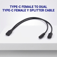 Câble répartiteur USB-C 1 en 2 avec blindage tressé, adaptateur d'extension à double port femelle Type-C pour la charge de téléphones portables et d'ordinateurs