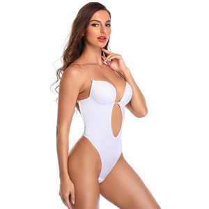 Robe de soirée à plongeon profond pour <span class=keywords><strong>femme</strong></span> Sexy Clear Strap Plunge Thong Body Shapers Women's U Plunge BodySuit - Product Image 5
