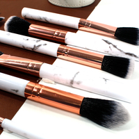 Kuas Makeup Berkualitas Tinggi 12 Pcs Motif Marmer untuk Maskara, Bibir, Mata, Wajah, Grosir Alat Kecantikan, Bulu Sintetis untuk Eyeliner dan Lip Liner
