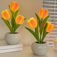 Lampe de nuit LED Tulipe rustique en gros, rechargeable par USB, IP44, à intensité variable, pour décoration intérieure, chambre, ornement de festival