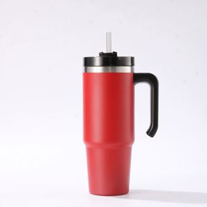 Gobelet de voyage isotherme pour voiture 20oz 30oz, tasse à double paroi avec couvercle, paille et base antidérapante pour le bureau - Product Image 2