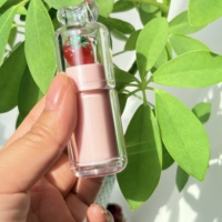 3ml lege lippenbalsem tubes rond, op maat gemaakte private label, aardbei perzik transparante lipgloss tubes met schroefdop, bedrukt logo doosje