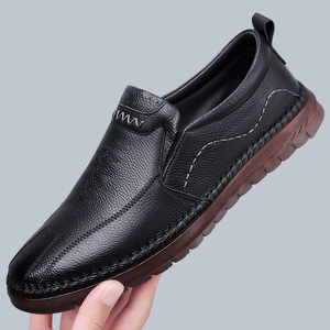 Mocasines de cuero vacuno para hombre, sin cordones, punta redonda, suela de goma, entresuela de EVA, forro de malla, zapatos casuales para todas las estaciones - Product Image 2
