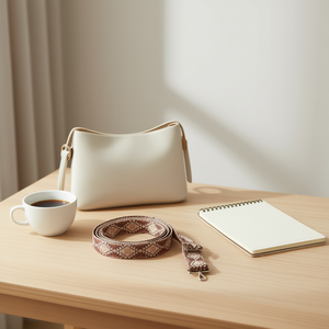 5Cm <b>Webbing</b> Bag Strap Checkered Coffee Pattern With Metal Hooks For Handbag - Product Image 2