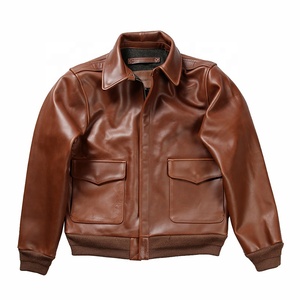 Bomber <span class=keywords><strong>pilote</strong></span> Cheep <span class=keywords><strong>cuir</strong></span> véritable épaissi peau de vache veste hommes décontracté marron épaissi Version courte peau de vache veste vêtements - Product Image 1