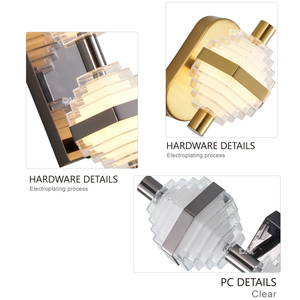 Scandinavian hiện đại LED Tường Đèn sắt cơ thể với đồng đen Acrylic <span class=keywords><strong>Shade</strong></span> hiện đại trang trí nội thất - Product Image 4