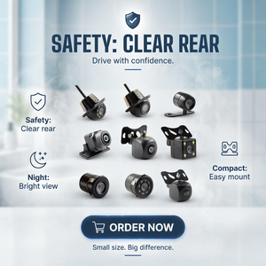Caméra de Recul Universelle Étanche HD avec Vision Nocturne, Intégrée, pour <span class=keywords><strong>Voiture</strong></span> - Product Image 1