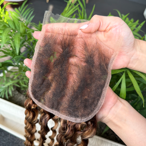 Cheveux vierges brésiliens 100% humains en gros, fermeture en dentelle HD 5x5, vague profonde, couleur piano - Product Image 4