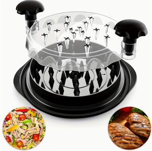 Déchiqueteur de poulet manuel premium de 10 pouces, grand modèle, avec base antidérapante visible, pince et brosse pour cuisine, barbecue, tacos ou salade de poulet - Product Image 1