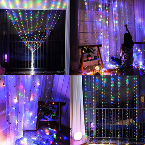 3*3m RGB Twinkle trang trí đầy màu sắc cổ tích chuỗi đèn Luces navidad Vòng hoa giáng sinh LED Garland Rèm đèn LED - Product Image 6