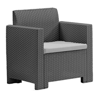 Ensemble de salon de jardin complet Bica Nebraska avec finition effet rotin anthracite, canapé, table basse, 2 fauteuils d'extérieur