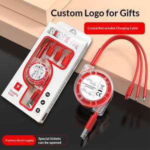 Cable de Datos Telescópico Pequeño para Regalo, Tres en Uno, con Revestimiento de TPE, Carga Rápida de 2A, 1 Metro, Mini Portátil con Múltiples Cabezas - Product Image 5