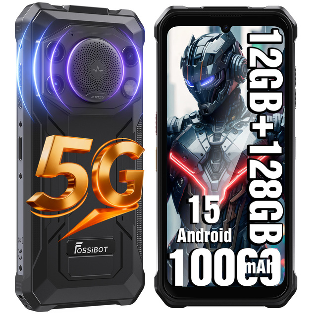 Fossibot F110Pro Rugged Phone 5G Android 15 10000mAh 20W Fast Charging 6.745'' HD+ 8+128GB Loud Speaker Night Vision IP68 GSM