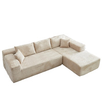 Ensemble de canapés modulaires en tissu velours en forme de L, design moderne, haute densité, meubles de salon avec ottoman