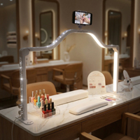 Lampe de table pliable 48W pour salon de manucure, lampe LED pour table de manucure avec support pour téléphone