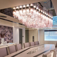 Lustre long en cristal haut de gamme de style italien, sur mesure, à hauteur réglable, pour villa, salon, hall d'entrée, table de présentation