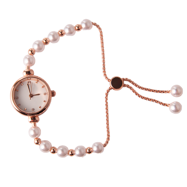 OEM Fashion Reloj Wristwatch Alloy Pearl Bracelet Watch for Women Custom Logo