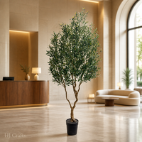 Arbre d'olivier artificiel de luxe écologique de 2,5 m (8,2 pi) avec tronc torsadé, fausse Olea Europaea, olives noires pour hôtel/villa - Vente en gros