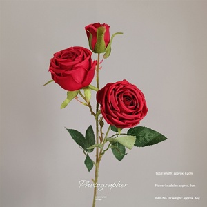 Décorations florales artificielles imprimées en 3D <span class=keywords><strong>de</strong></span> la série rouge chinoise pour mariage, roses, tulipes, phalaenopsis, pour cérémonies et banquets - Product Image 4