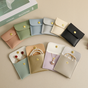 PUPPYSEW Wholesale 40pcs PU Jewelry Pouch Bag High Quality Leather Bag With Button Necklace Ring Earring Package Bag <b>NO</b> <b>Logo</b> - Product Image 4