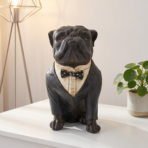 Figurine en résine de <span class=keywords><strong>bouledogue</strong></span> <span class=keywords><strong>noir</strong></span> faite à la main, en costume formel, décoration de bureau, cadeau unique pour hommes et amateurs d'affaires - Product Image 2