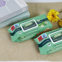 Lingettes humides jetables en coton doux imprimées en couleur, avec fenêtre et design à tirer, emballage en plastique EVA, pour savon liquide et couches