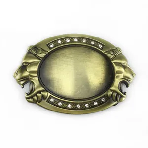 Retro metal animal belt accessories rhinestone gold lion belt buckle for men garment decoration