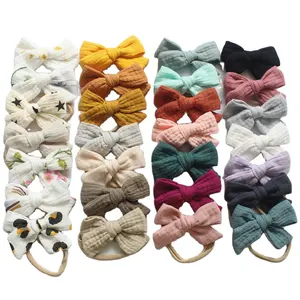 iBaifei Custom Newborn Baby Organic Cotton Head Wrap For Kids Children's Stretchable Tie Bamboo Baby Headband and Bows Baby