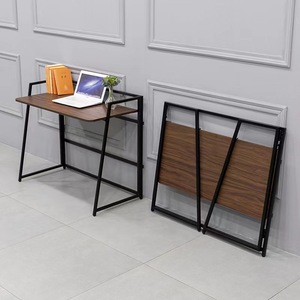 Mesa de Estudio Plegable Cuadrada de Metal con Estantería, Escritorio Pequeño para Computadora para Niños - Product Image 3