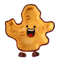 Lelyi INS Cartoon Niedliche Keramikschale in Form von Frühlingszwiebeln, Ingwer und Knoblauch, Kreative Hochwertige Mädchenhafte Verspielte Dip-Sauce-Schale