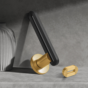 Tay nắm cửa hiện đại mạ vàng cho nội thất khách sạn, tay nắm cửa đen bằng kẽm, khóa cửa sang trọng - Product Image 5
